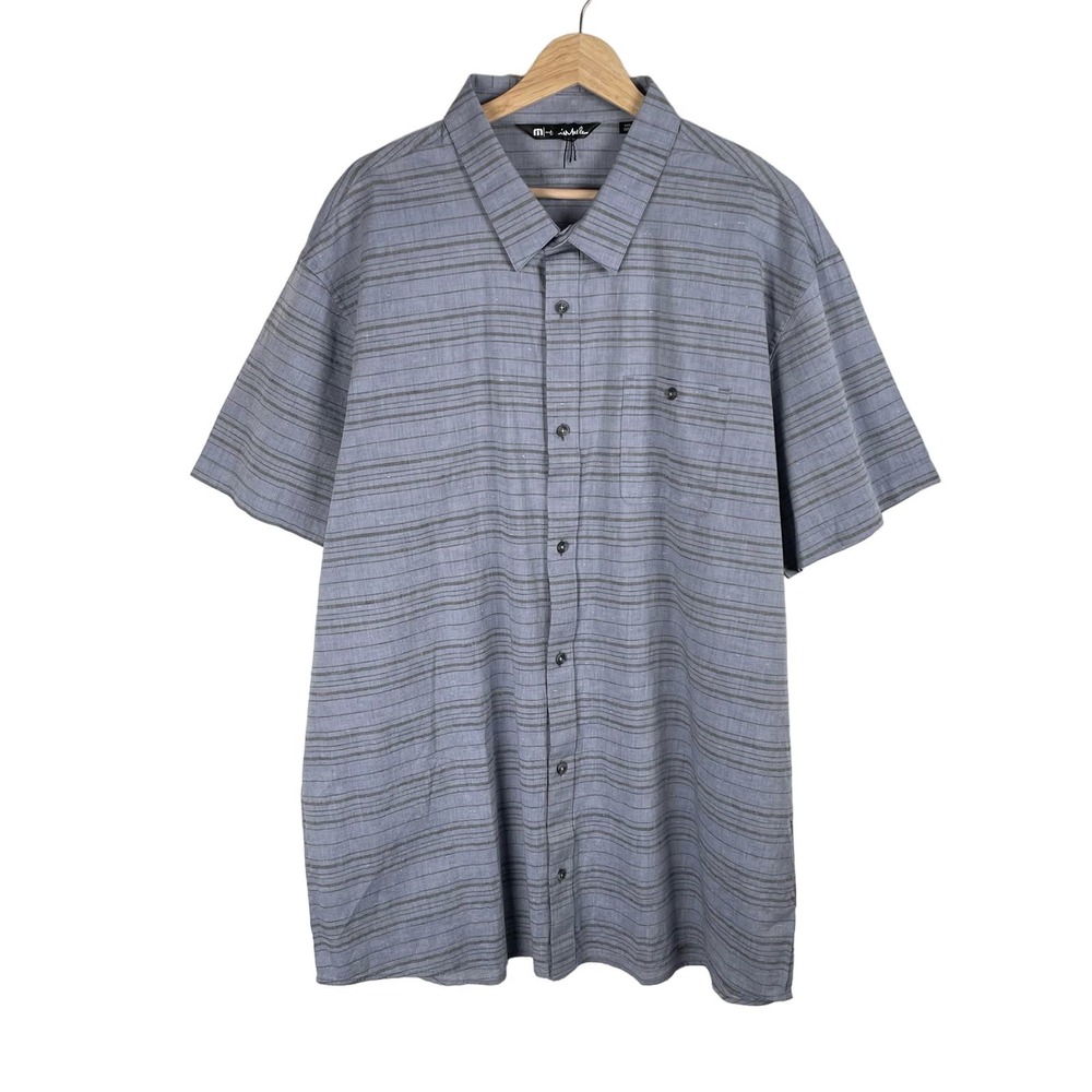 Travis Matthew Blue Stripe Thoreau Button Shirt Mens XXXL Heather Night Shadow - Picture 2 of 10